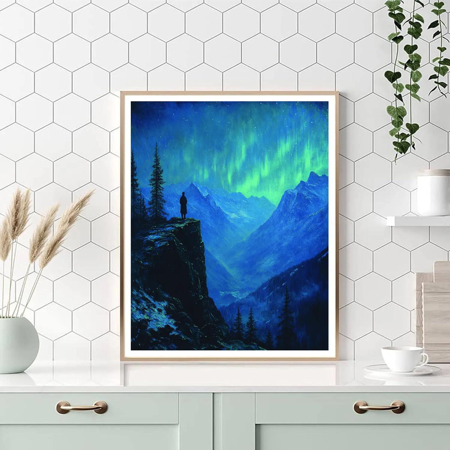 Caspar David Friedrich Inspired Aurora Mountains Paint by numbers kits
