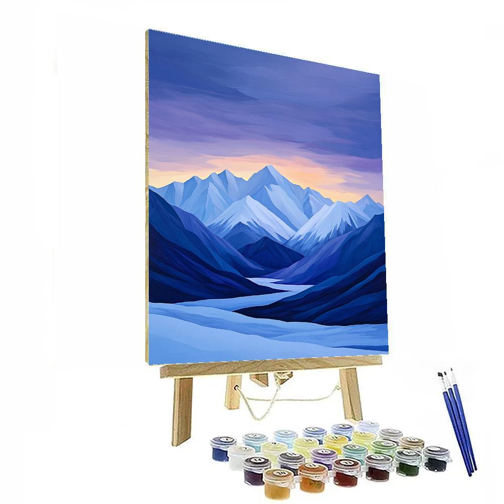 Lawren Harris Inspired Celestial Blue Mountain Silhouettes Number painting