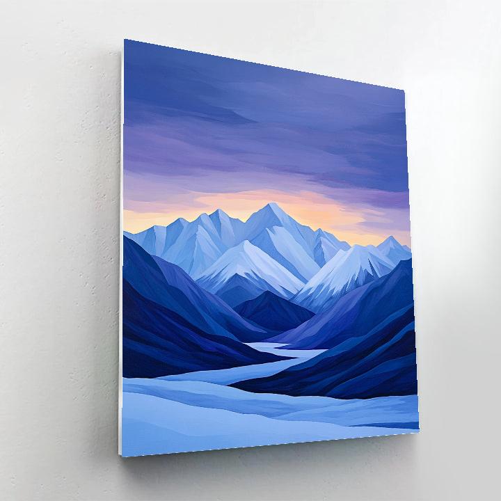 Lawren Harris Inspired Celestial Blue Mountain Silhouettes Number painting