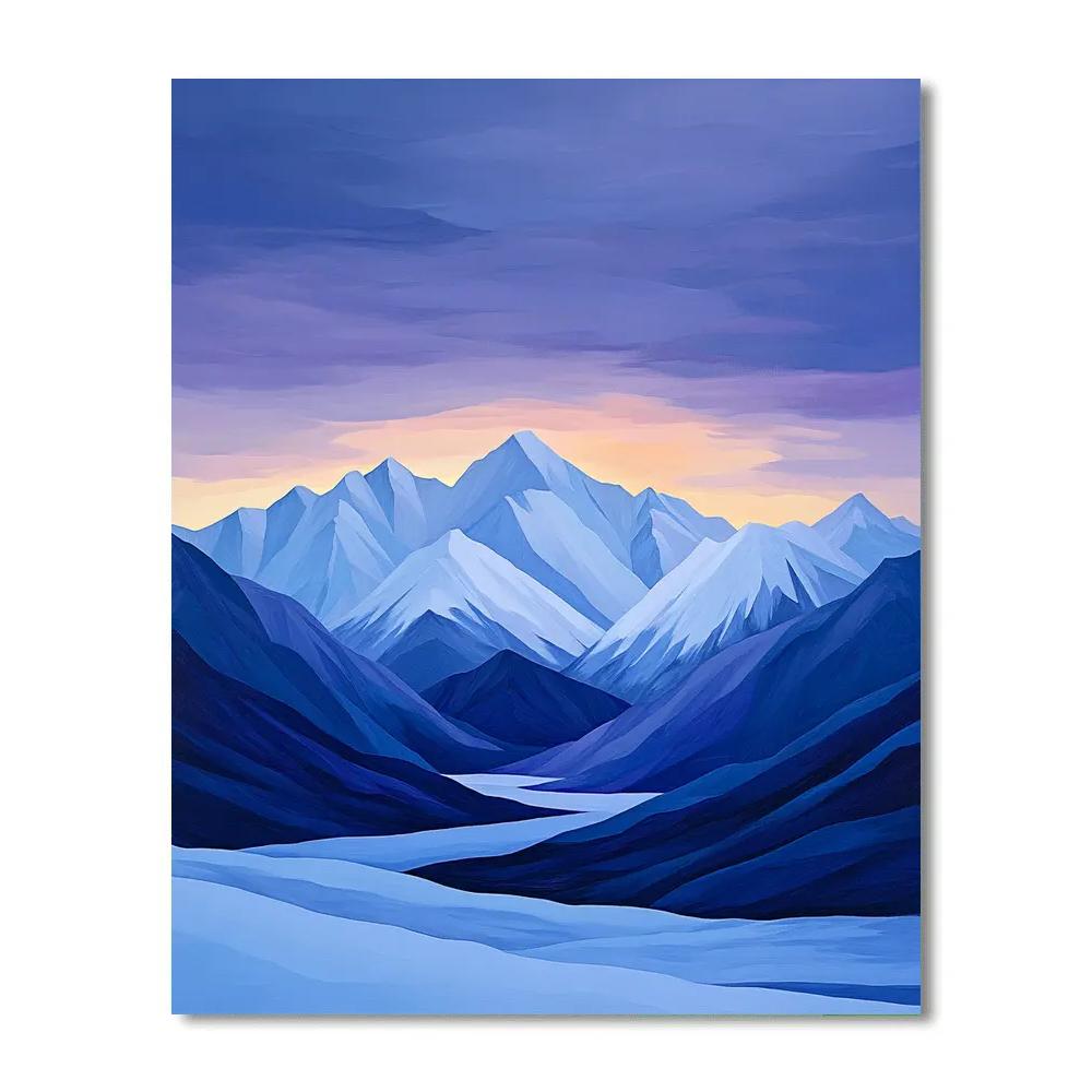 Lawren Harris Inspired Celestial Blue Mountain Silhouettes Number painting