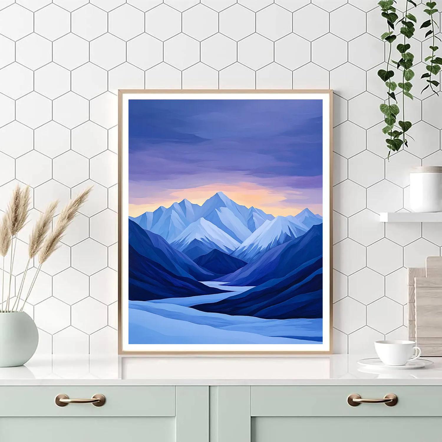 Lawren Harris Inspired Celestial Blue Mountain Silhouettes Number painting