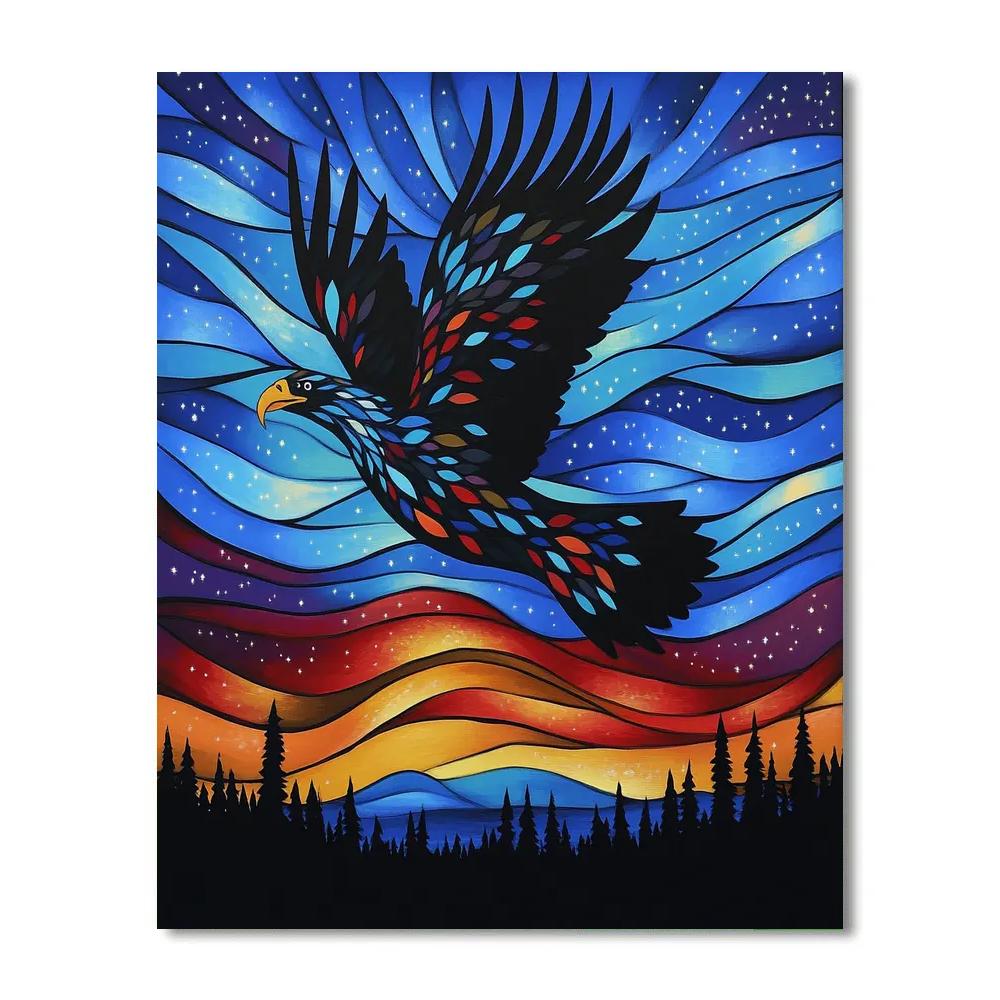 Norval Morrisseau Inspired Eagle Of Auroral Paths Numbered painting kits