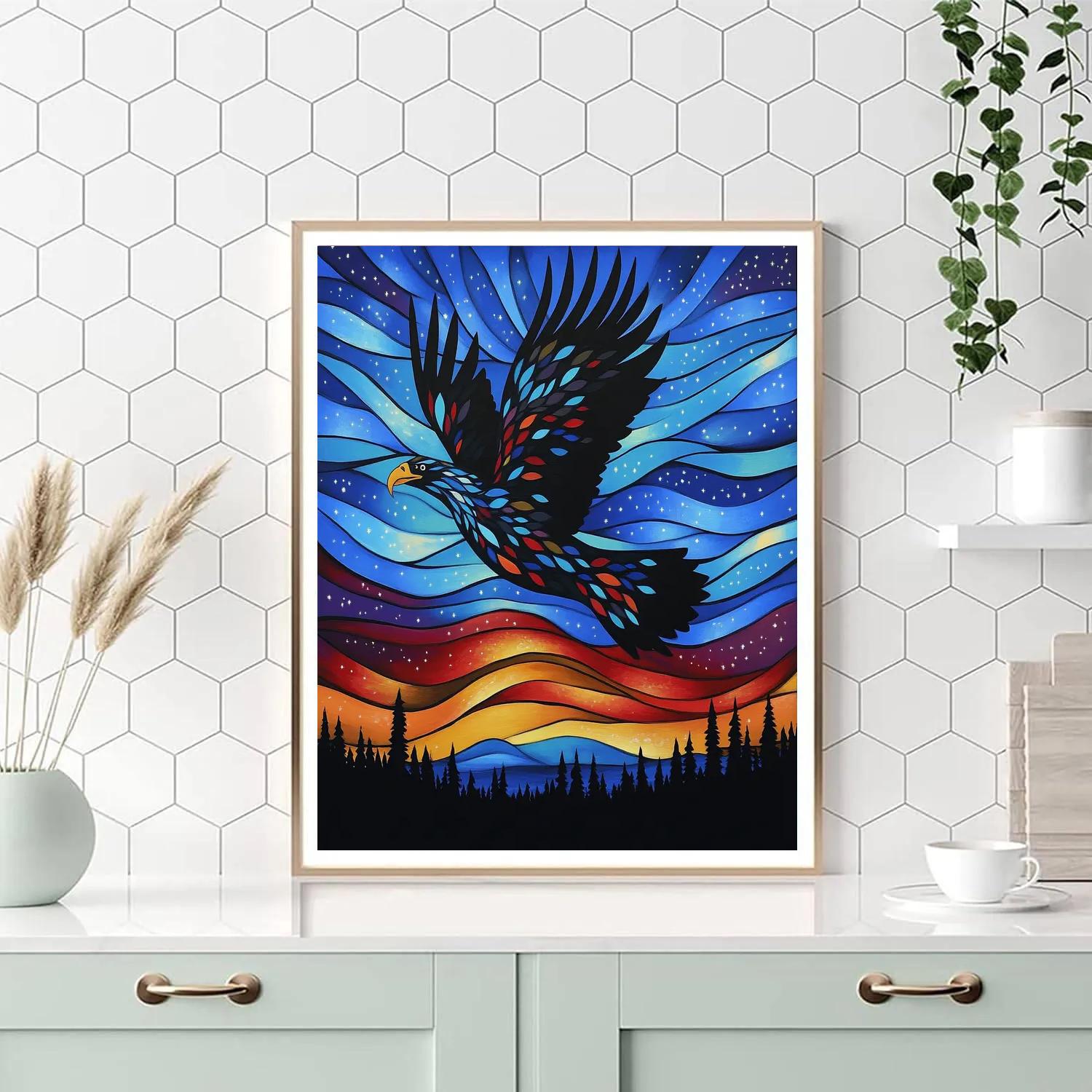 Norval Morrisseau Inspired Eagle Of Auroral Paths Numbered painting kits