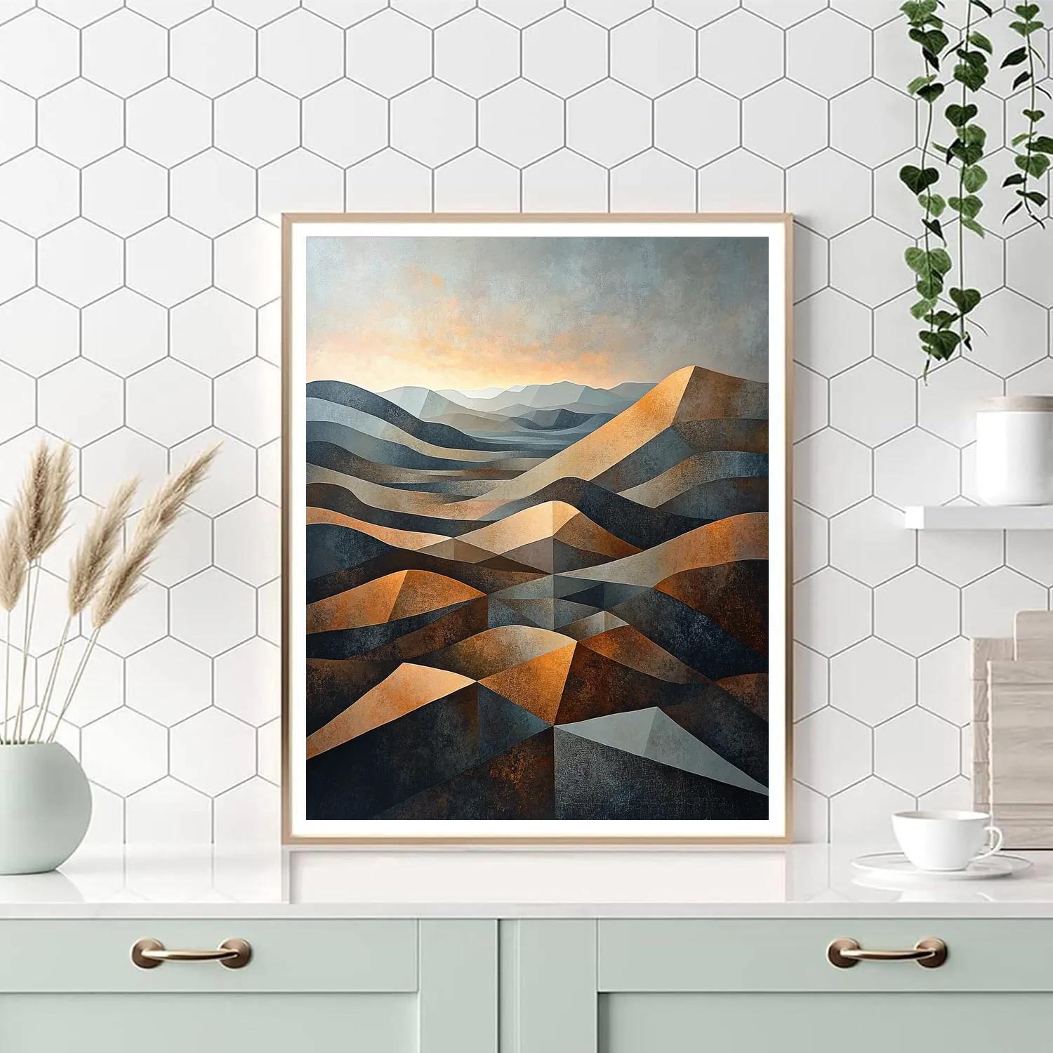 Pablo Picasso Inspired Cubist Ochre Landscape Numbered painting kits