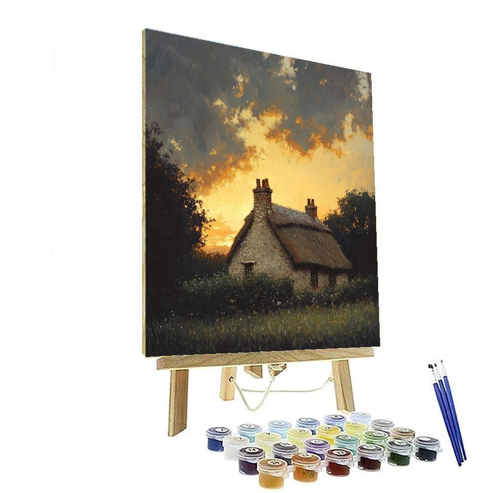 Rembrandt Inspired Cottage Beneath Brooding Sky Numbered painting kits