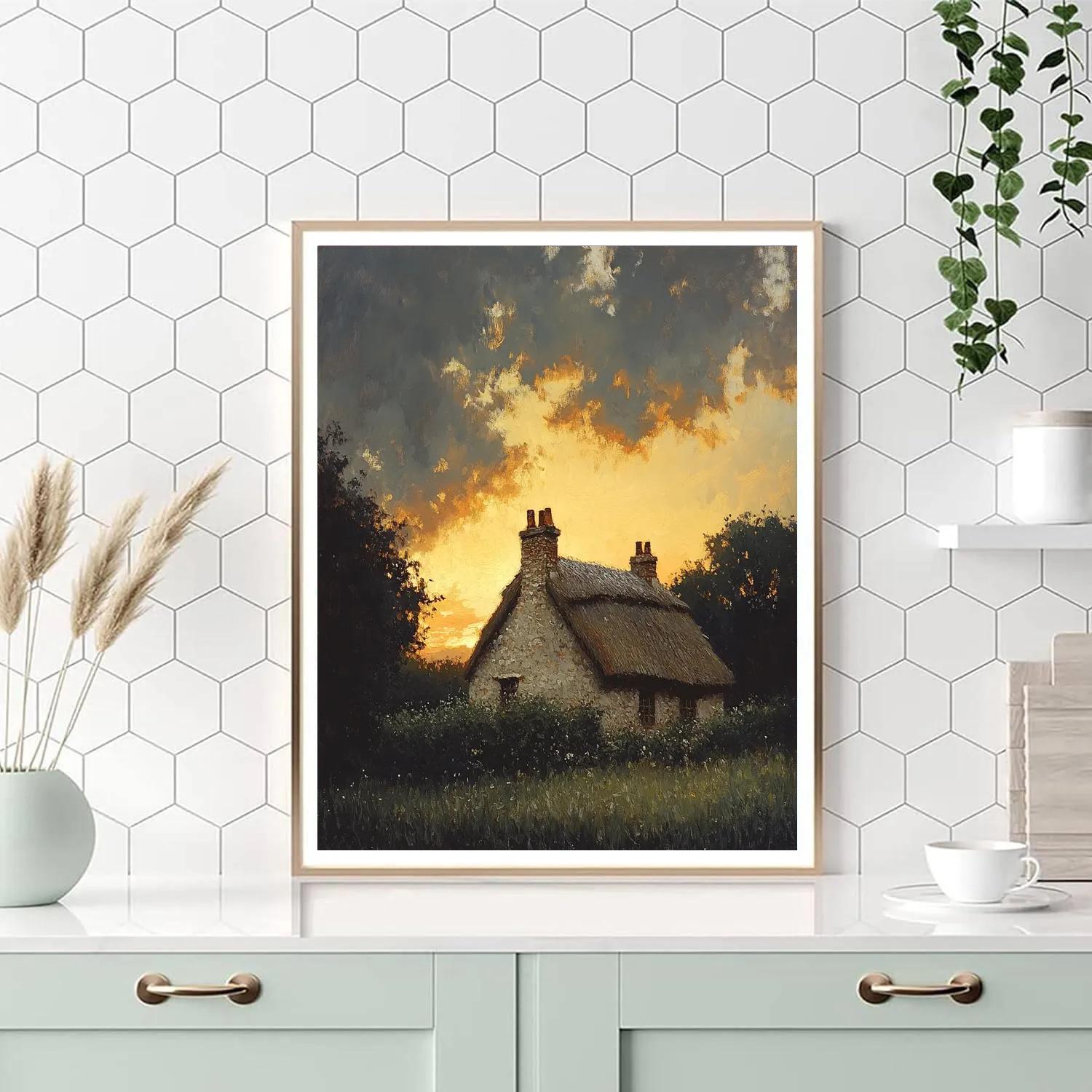 Rembrandt Inspired Cottage Beneath Brooding Sky Numbered painting kits