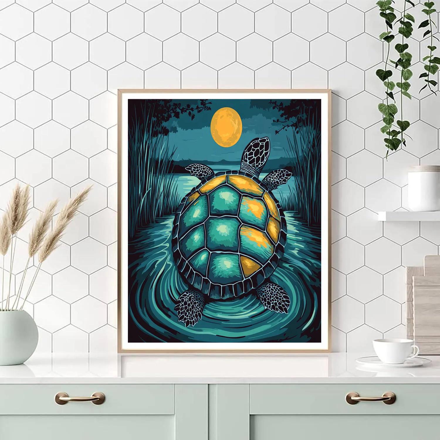 Norval Morrisseau Inspired Turtle Of River Moon Number painting