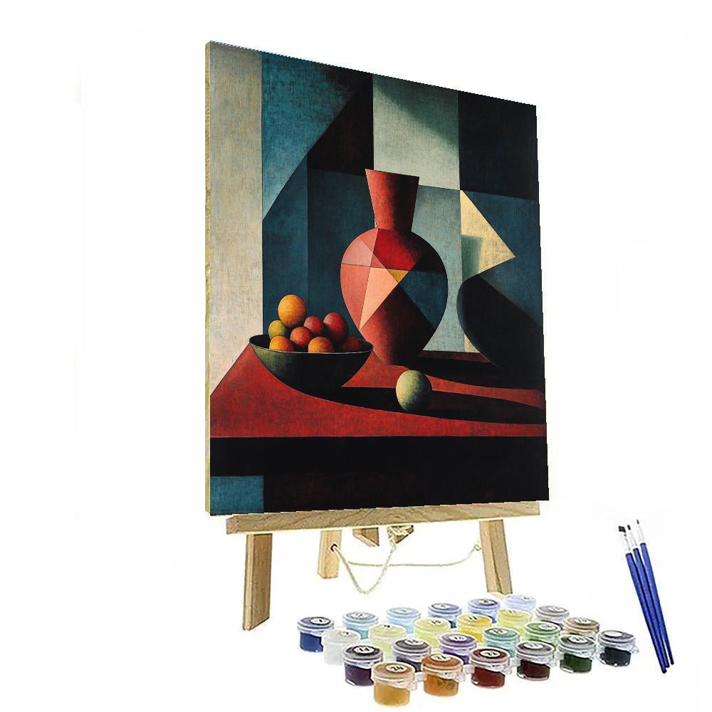 Pablo Picasso Inspired Fractured Still Life With Vase paint by number
