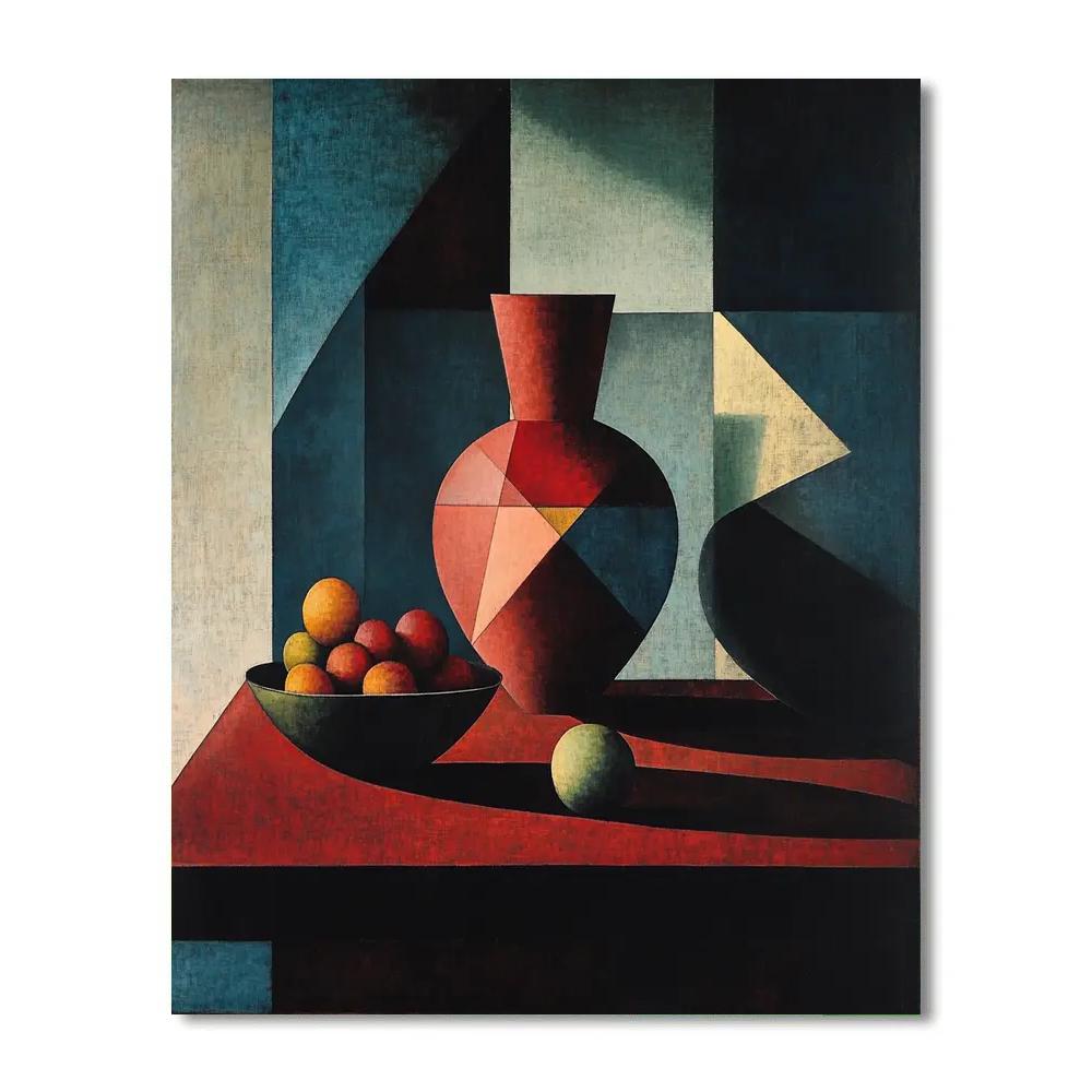 Pablo Picasso Inspired Fractured Still Life With Vase paint by number