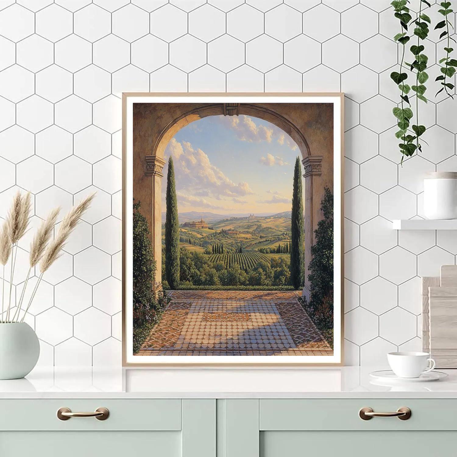 Raphael Inspired Classical Archway In Dawn Light Paint by numbers art