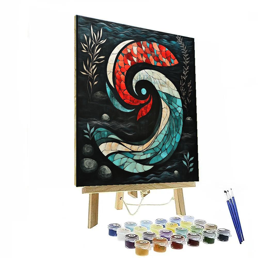 Norval Morrisseau Inspired Salmon Of Spiral Currents painting number kit