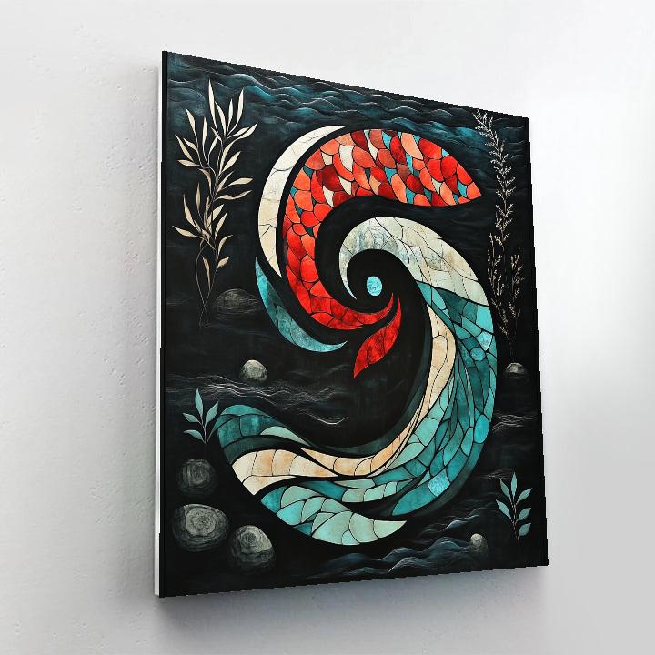 Norval Morrisseau Inspired Salmon Of Spiral Currents painting number kit