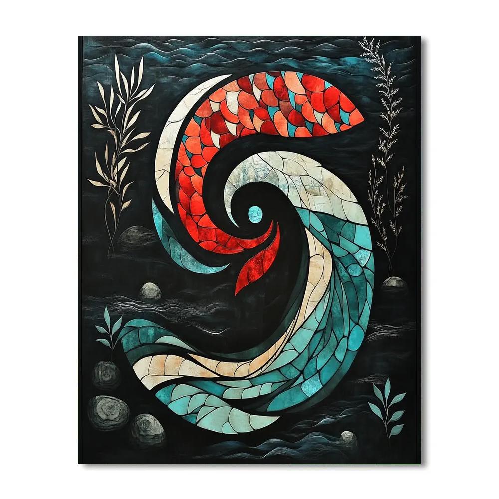 Norval Morrisseau Inspired Salmon Of Spiral Currents painting number kit