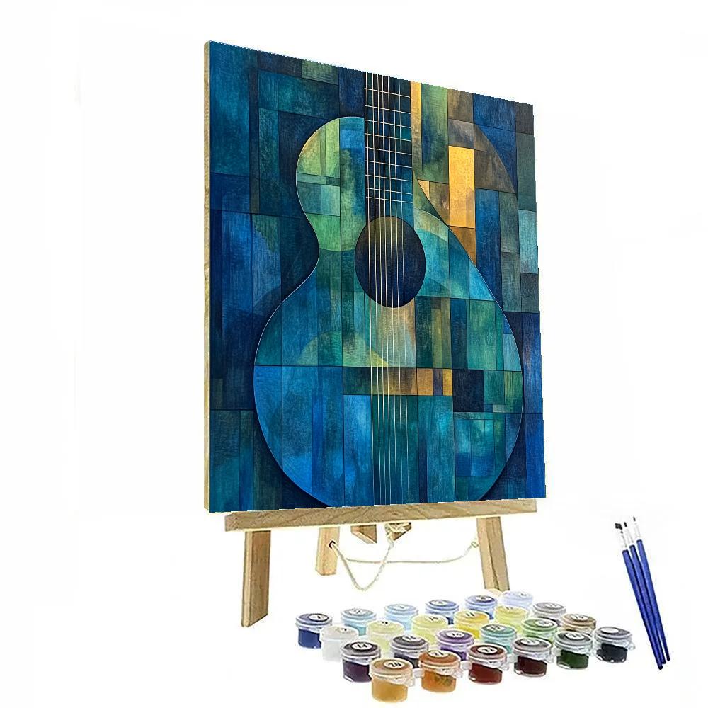 Pablo Picasso Inspired Cubist Guitar Abstraction Number painting