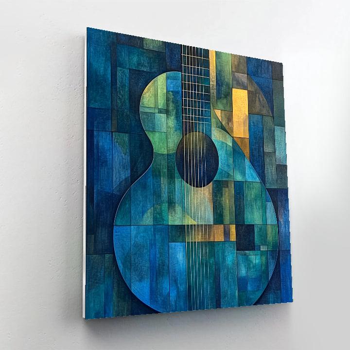 Pablo Picasso Inspired Cubist Guitar Abstraction Number painting