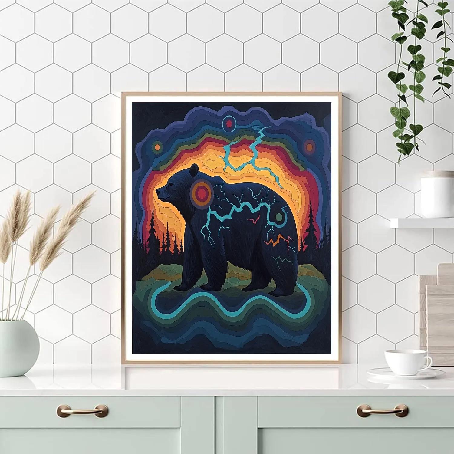 Norval Morrisseau Inspired Bear Of Thunder Veins Paint by numbers kits
