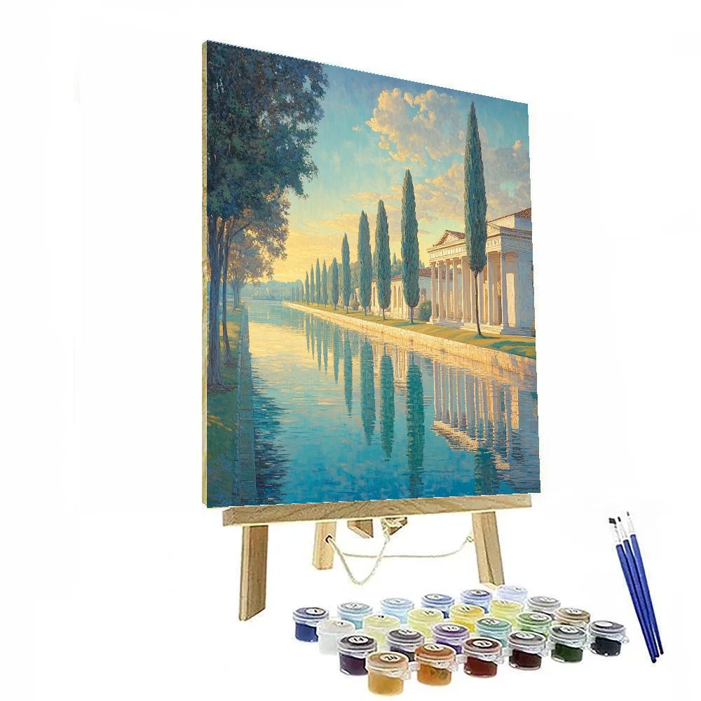 Raphael Inspired Harmonious Vista With Flowing Canal paint by numbers