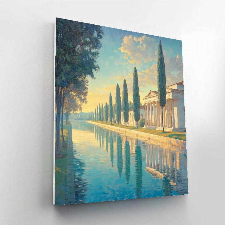 Raphael Inspired Harmonious Vista With Flowing Canal paint by numbers