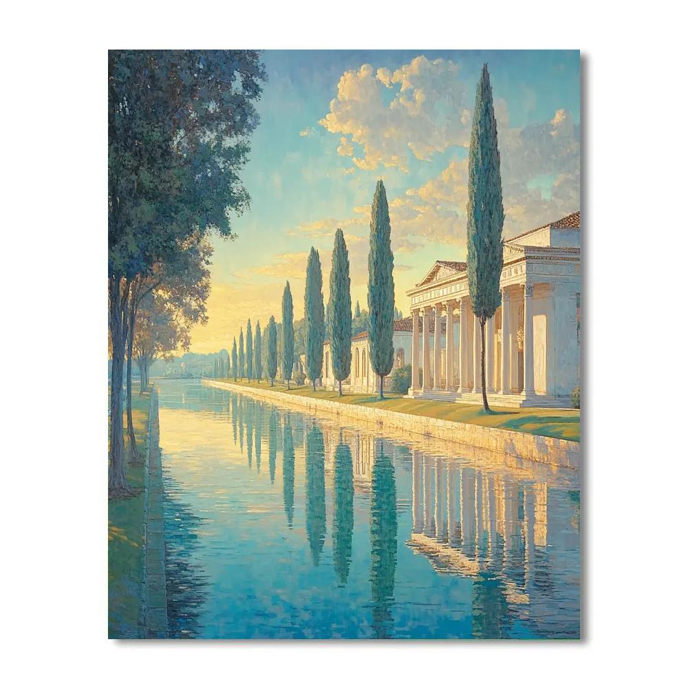 Raphael Inspired Harmonious Vista With Flowing Canal paint by numbers