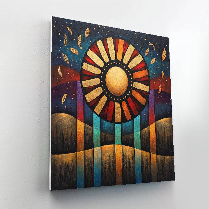 Norval Morrisseau Inspired Sun Drum And Sky Echoes Paint by numbers art