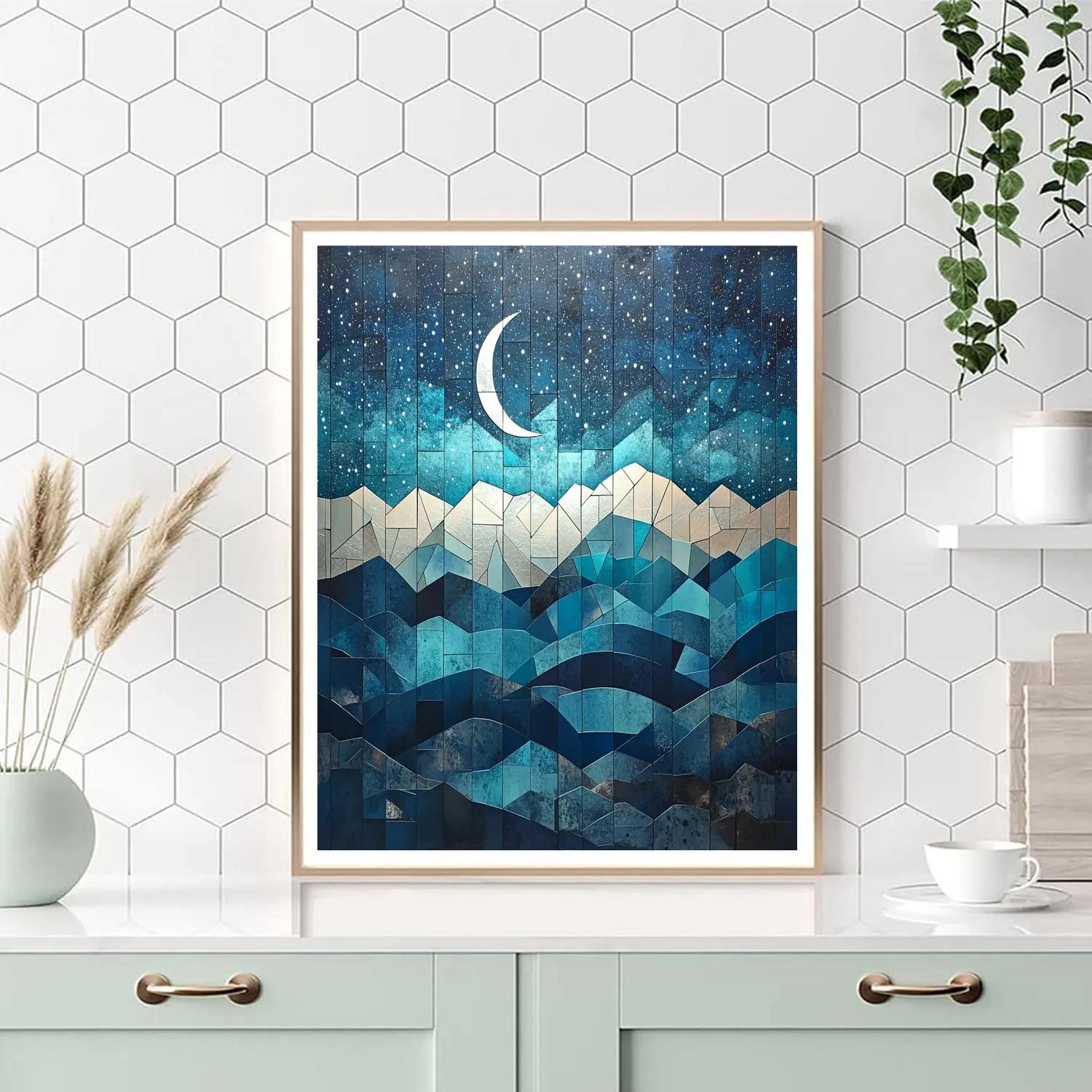 Pablo Picasso Inspired Abstract Night Sky In Cubist Forms Paint by numbers kits