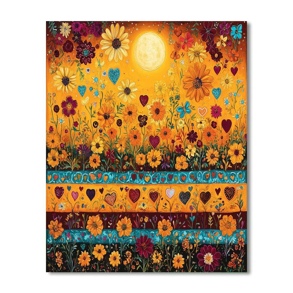 Frida Kahlo Inspired Moonlit Marigold Tapestry DIY paint by numbers