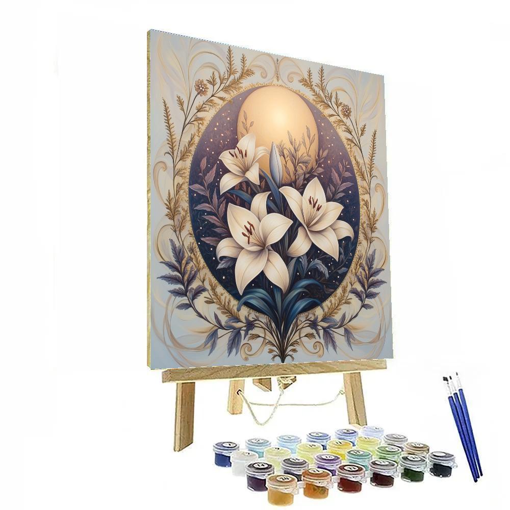 Alphonse Mucha Inspired Moonlit Floral Mandala Number painting