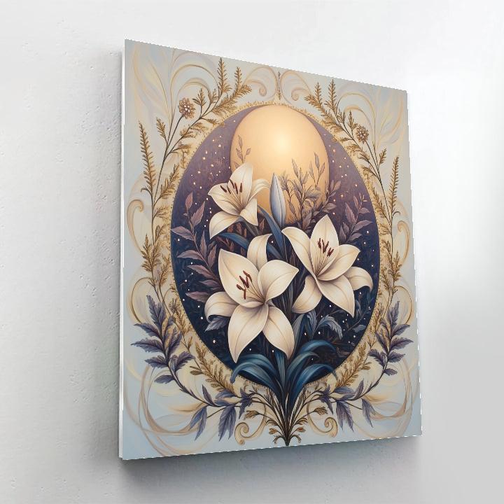 Alphonse Mucha Inspired Moonlit Floral Mandala Number painting