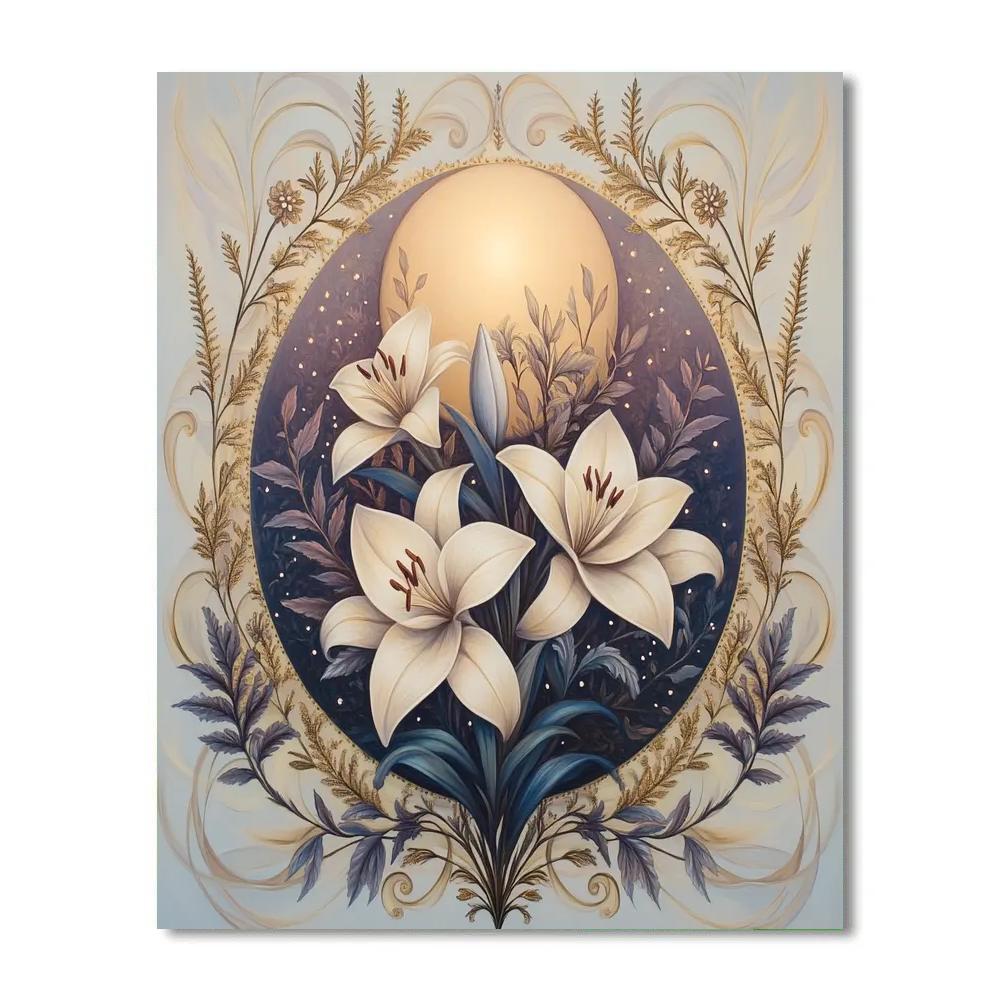 Alphonse Mucha Inspired Moonlit Floral Mandala Number painting