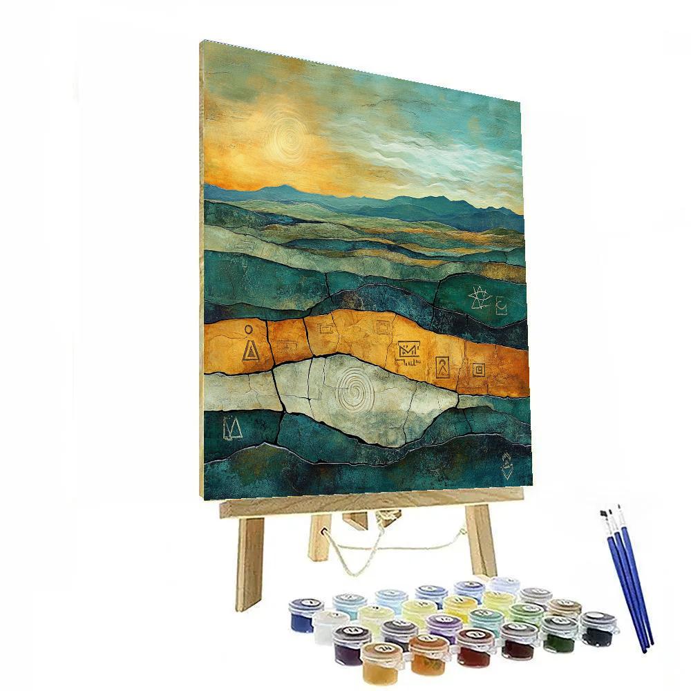 Max Ernst Inspired Tectonic Dreamscape paint by color