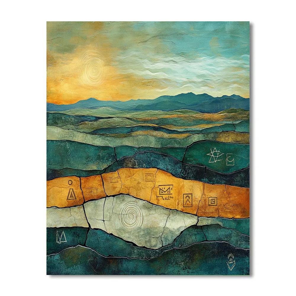 Max Ernst Inspired Tectonic Dreamscape paint by color