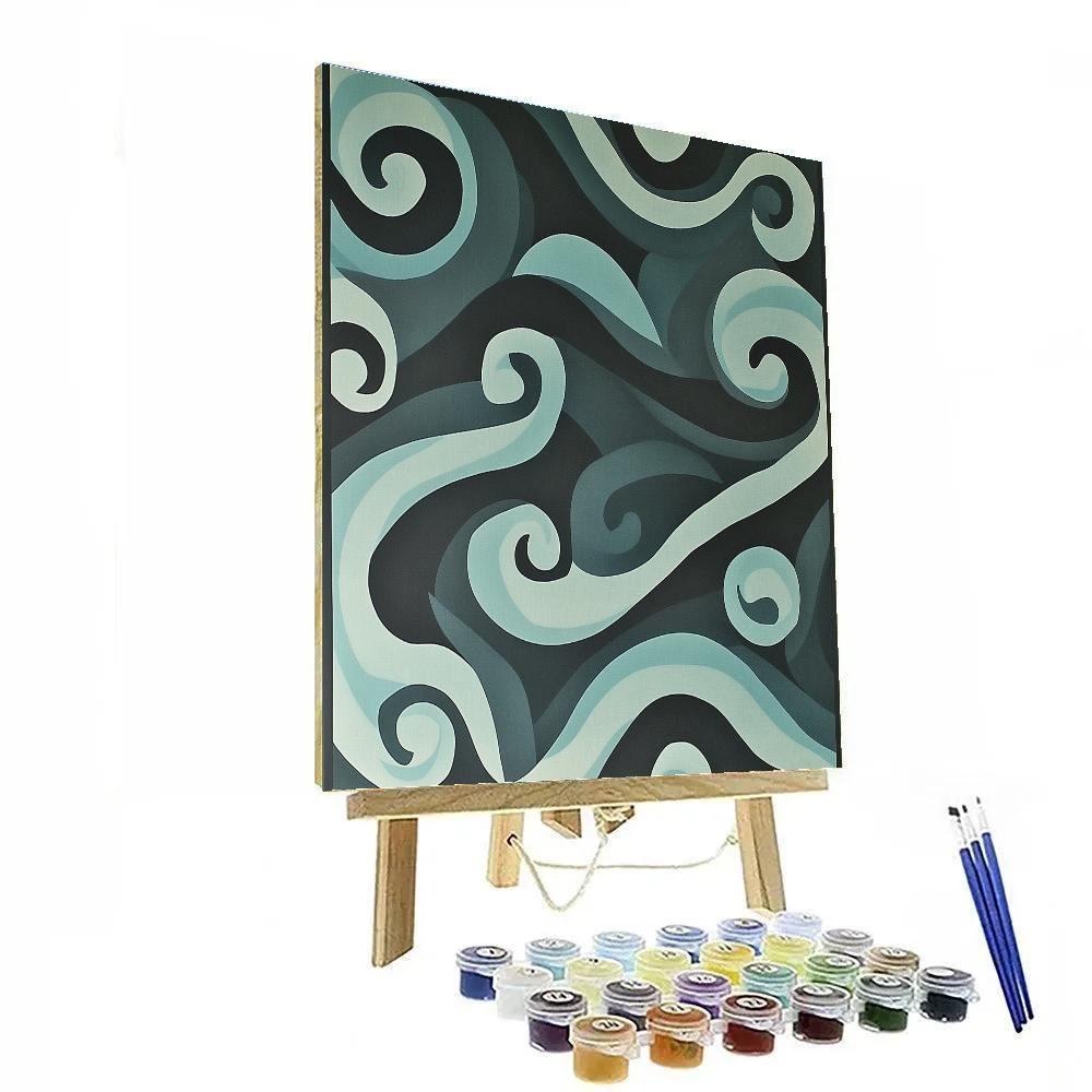 M.C. Escher Inspired Tessellated Ocean Currents Number painting