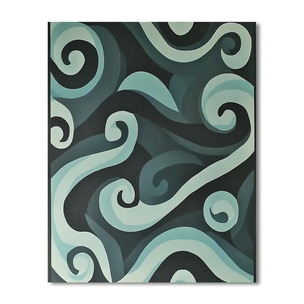 M.C. Escher Inspired Tessellated Ocean Currents Number painting