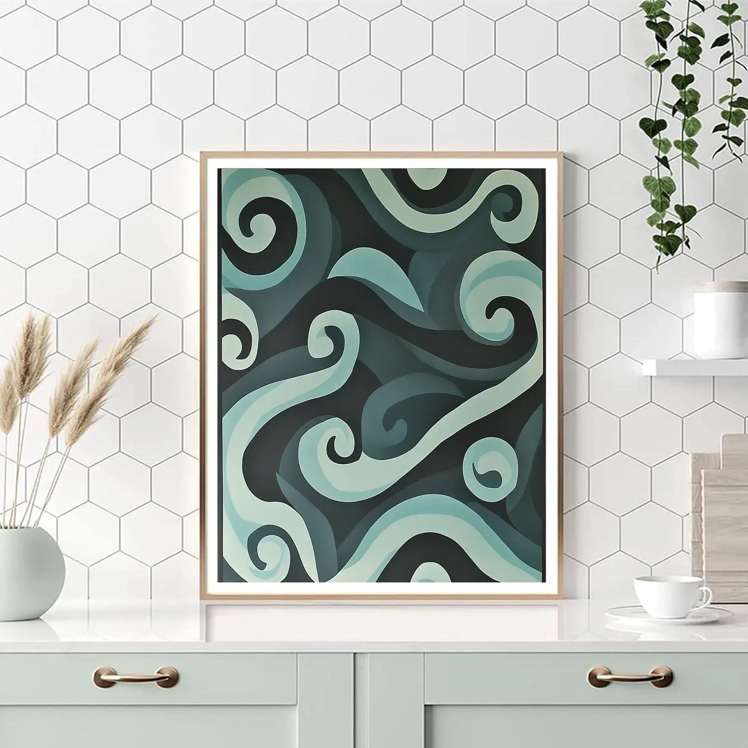 M.C. Escher Inspired Tessellated Ocean Currents Number painting