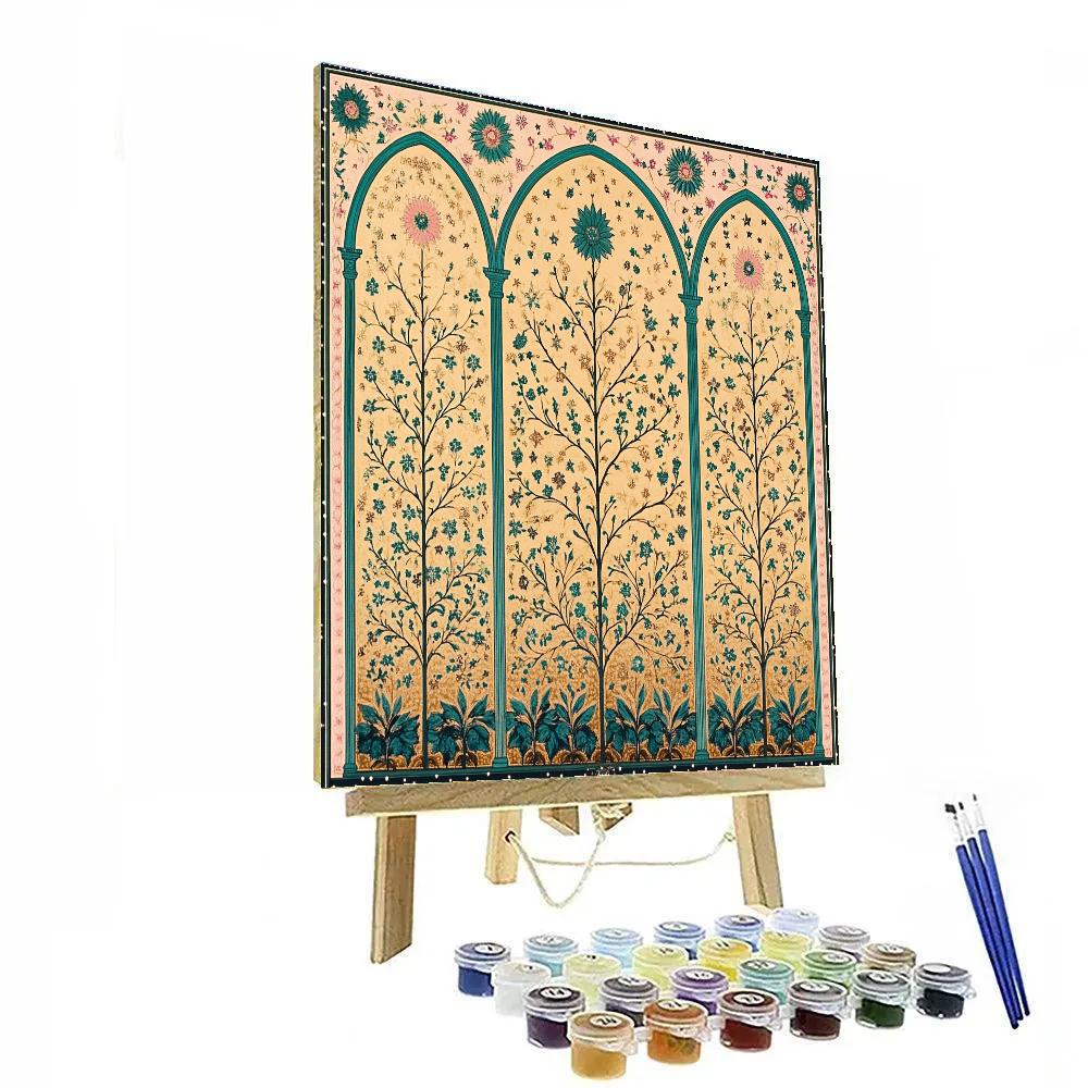 Alphonse Mucha Inspired Celestial Garden Tapestry paint by color