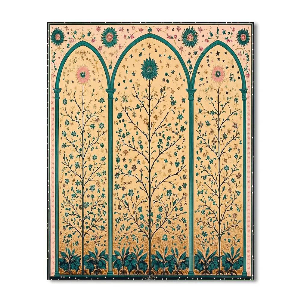 Alphonse Mucha Inspired Celestial Garden Tapestry paint by color