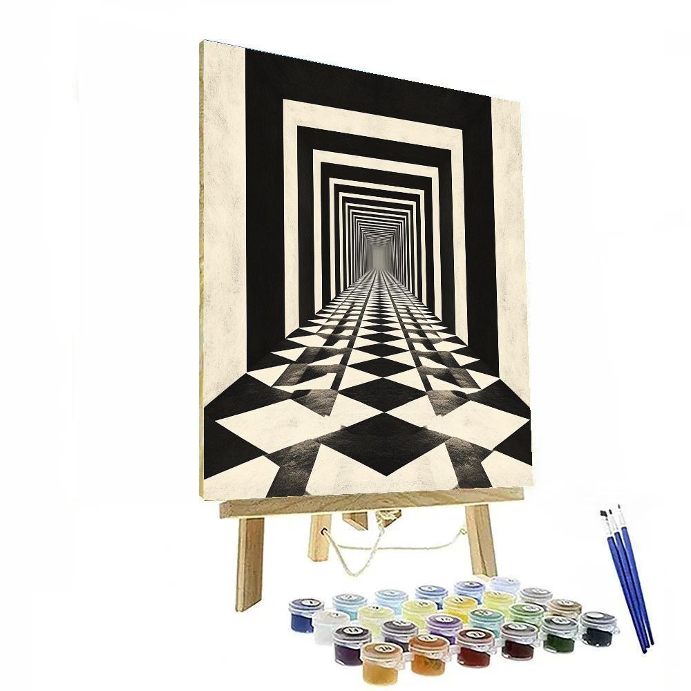 M.C. Escher Inspired Infinite Hexagonal Cascade painting number kit