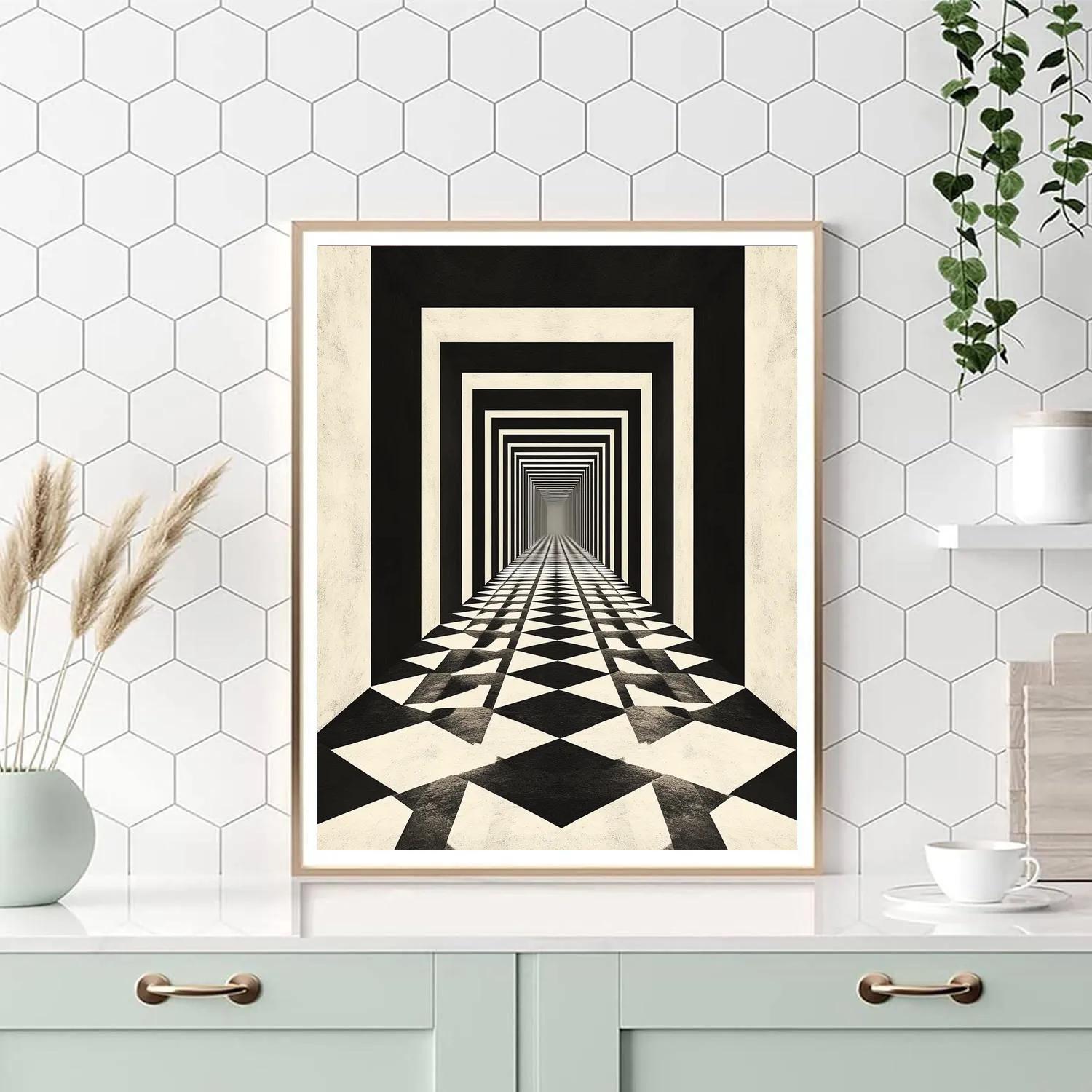 M.C. Escher Inspired Infinite Hexagonal Cascade painting number kit