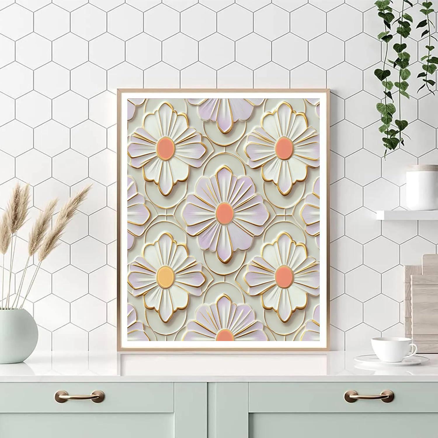 Alphonse Mucha Inspired Dawn Of Petal Geometry painting number kit
