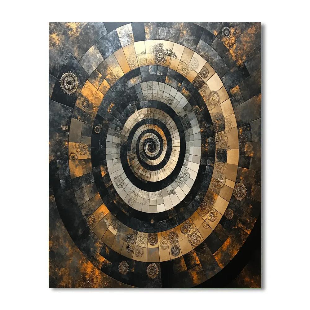 M.C. Escher Inspired Entropy Clockwork Spiral paint by color