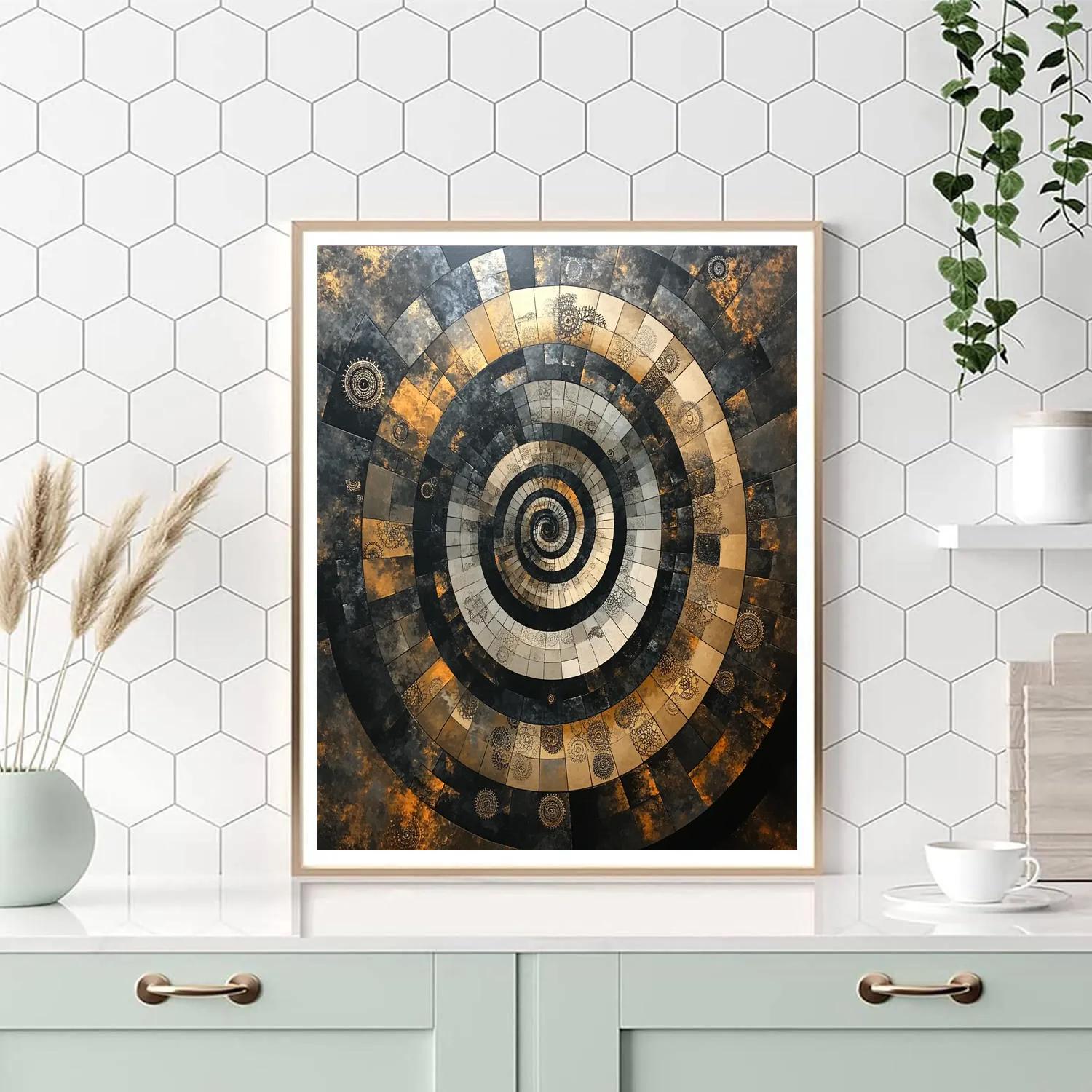 M.C. Escher Inspired Entropy Clockwork Spiral paint by color