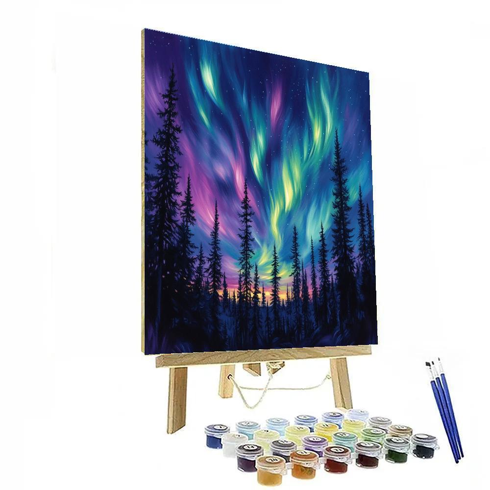 Edgar Degas Inspired Aurora Over Pines Number painting