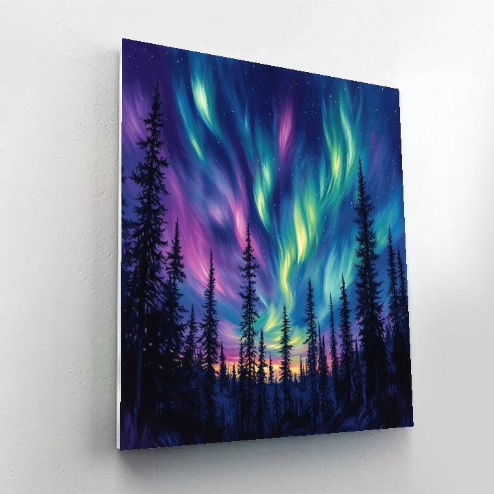 Edgar Degas Inspired Aurora Over Pines Number painting