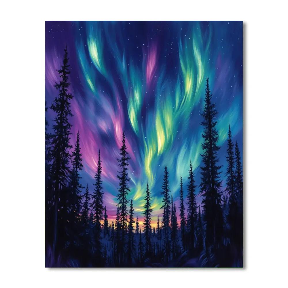 Edgar Degas Inspired Aurora Over Pines Number painting