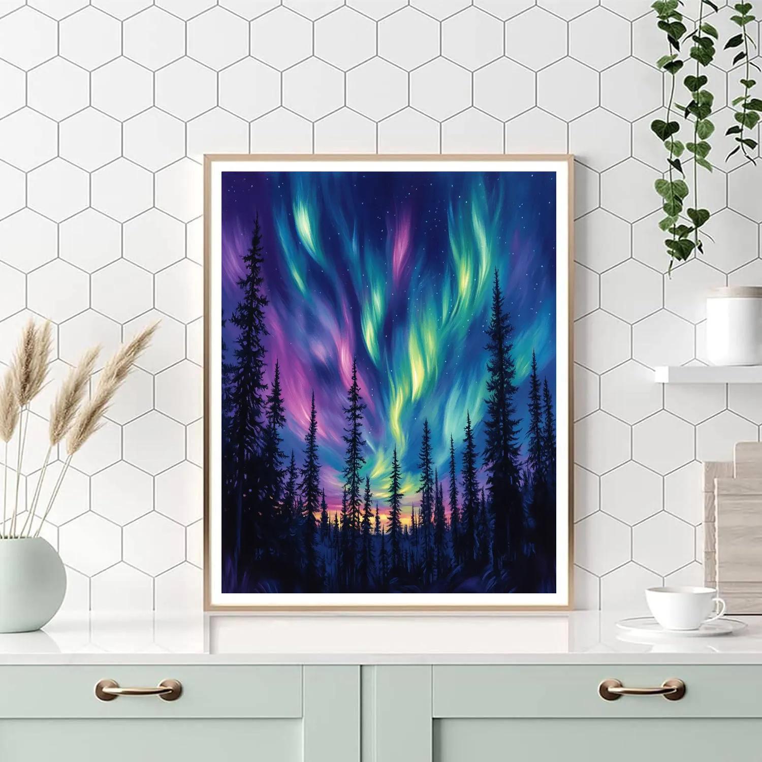 Edgar Degas Inspired Aurora Over Pines Number painting
