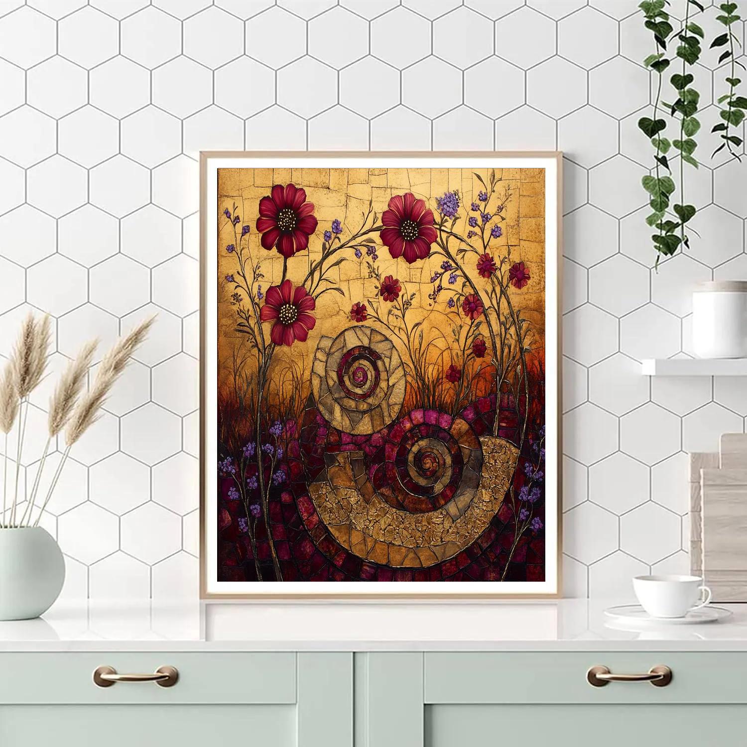 Gustav Klimt Inspired Orchard Of Memory paint by color