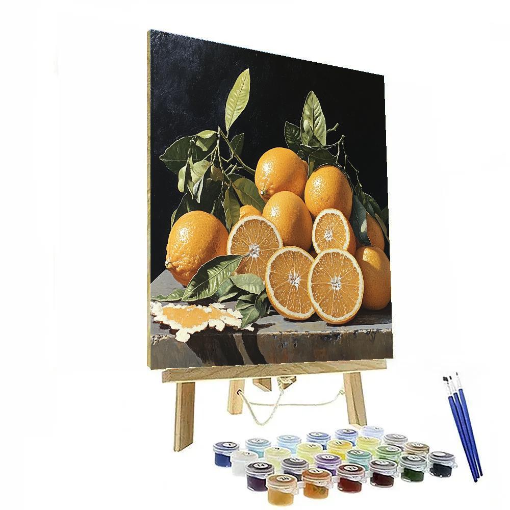 Caravaggio Inspired Tarnished Citrus Still Life paint by number