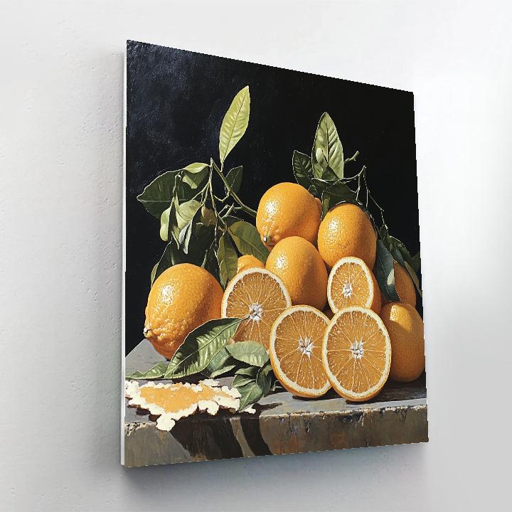 Caravaggio Inspired Tarnished Citrus Still Life paint by number