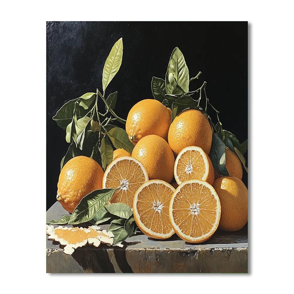 Caravaggio Inspired Tarnished Citrus Still Life paint by number