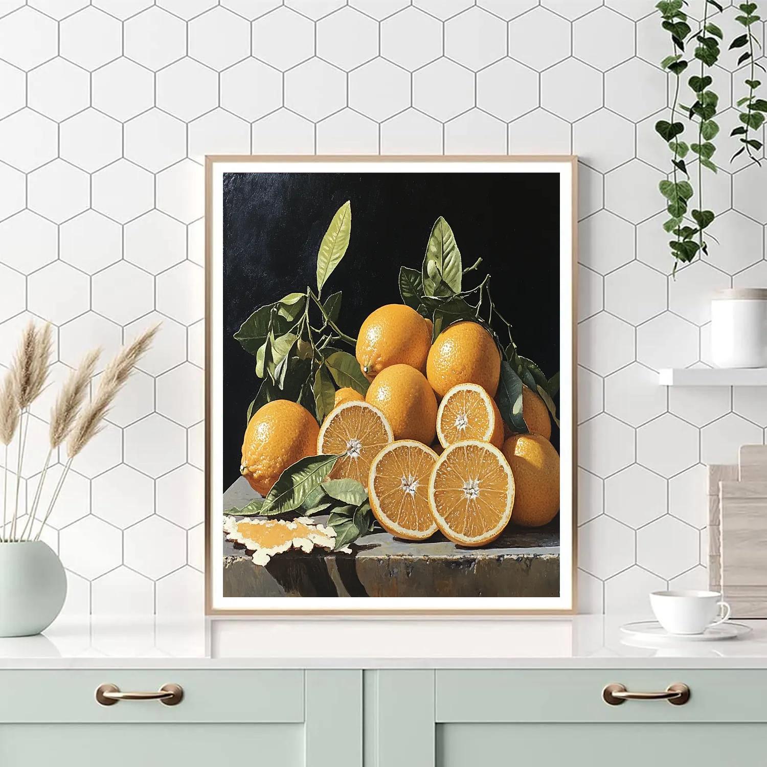 Caravaggio Inspired Tarnished Citrus Still Life paint by number